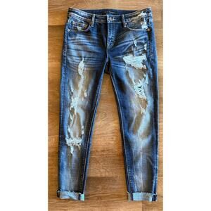 Cult of Individuality Zen Distressed Skinny Jeans Size 28 Cropped Raw Hem